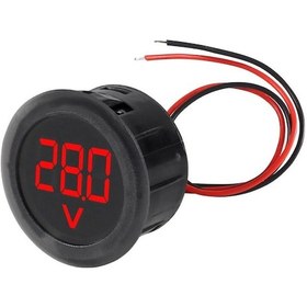 Resim 4-100v Dc Voltmetre Yuvarlak Panel Tip Montajlanabilir Dijital Kırmızı Renk Led Gösterge Ekran 