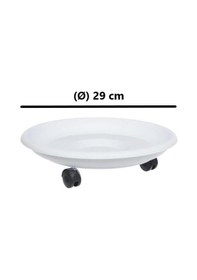 Resim Omnipazar So-tt02 Tekerlekli Saksı Tabağı No 2 Beyaz 3 Adet 