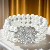 Resim 1920'ler Flapper Tarzı Elastik Taklit Bileklik - Parıltılı Çiçek Desenli, Vintage Şıklık, Düğünler ve Partiler İçin Ayarlanabilir Esnek Tasarım - Yıl Boyu Kadın Aksesuarı, Tatil Takısı, Boncuklu Mücevher, Göz Alıcı Kolye, Kolayca Takılabilen, Mücevher Koleksiyoncuları İçin 