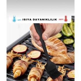 Resim Isıya Dayanıklı Yanmaz Yapışmaz Silikon Yumurta ve Yağ Fırçası Siyah 26 cm 