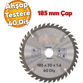 Resim Badem10 Ahşap Mdf Mobilya Tahta Sunta Dolap Kesme Testeresi Metal Elmas Testere 185 mm 40 Diş 