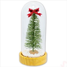 Resim SüSLe Bebek ve Parti Yılbaşı Ağaçlı Led Işıklı, 17cm x 8cm Cam Fanus 
