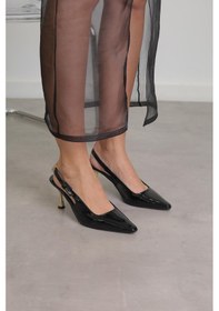 Resim Lk1001 Model6 CM Topuklu Aksesuar Detaylı Topuklu Ayakkabı Sıy.rugan Siyah 