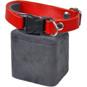 Resim Hakiki Deri Kedi Köpek Tasması Kırmızı Renk 