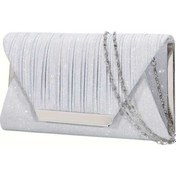 Resim Willowhaven Parıltılı Gümüş Akşam Zarf Abiye Çanta - Kanvas, Suya Dayanıklı, Desenli Gümüş 