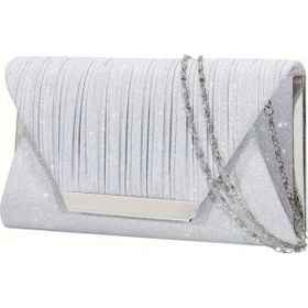 Resim Willowhaven Parıltılı Gümüş Akşam Zarf Abiye Çanta - Kanvas, Suya Dayanıklı, Desenli Gümüş 