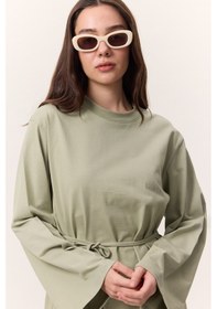 Resim Manuka Bağlama Detaylı Oversıze Tshırt Çağla Yeşili Çağla Yeşili 