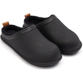 Resim Gezer Kışlık Islak Zemin Erkek Terlik Önü Kapalı Tüylü Siyah 001 