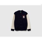 Resim Benetton Erkek Çocuk Lacivert Baskılı Cepli Çıtçıt Düğmeli Bomber Ceket Lacivert 