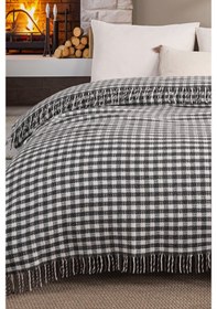 Resim Battaniye Çift Kişilik Akrilik Pamuklu Honey Antrasit 