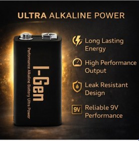 Resim I-gen 6lr61 Ultra Alkalin 9 Volt Pil 9v Kare Pil 1 Adet 