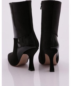 Resim Dgn 208 Kadin Topuklu Bot Siyah Kadife 