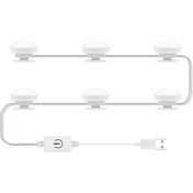 Resim Hfambition Usb Dokunmatik Aydınlatmalı Led Makyaj Aynası Işığı, 3 Renk Ayarlı, 6 Ampul 