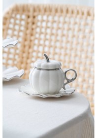 Resim Acar Betty 2 Kişilik Standlı Kahve Fincan Takımı Silver - 130 Ml Beyaz/silver 