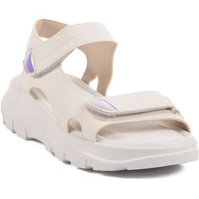 Resim Aspor Beyaz Cırtlı Kadın Düz Sandalet Çok Renkli 