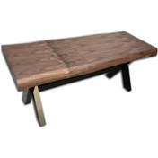 Resim Bench Kütük Desenli Model Transmisyon Çelik Ayak Kalınlaştırılmış tabla El yapım Beyaz 