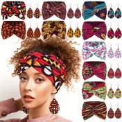 Resim 3'lü Set Saç Bandı ve Küpe Takımı, Geniş Boyutlu Baskılı Moda Saç Lastiği, Günlük Kullanım İçin Şık Hediye 