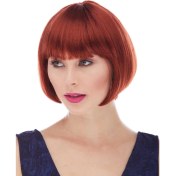 Resim Kuzgun Ticaret Bfs Kızıl Renk Düz Kesim Astarlı Küt Parti Peruğu 