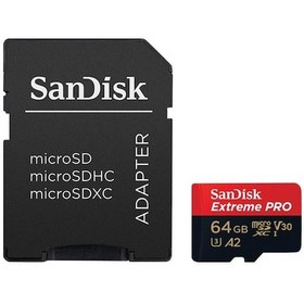 Resim Sandisk Extreme Pro SDSQXCU-064G-GN6MA 64 GB microSDXC UHS-I A2 V30 Adaptörlü Hafıza Kartı 