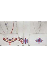 Resim Karaca Home Chipas Offwhite Nakışlı Aile Banyo Seti Çok Renkli 