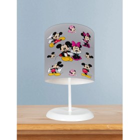 Resim Mekta Home Bebek ve Çocuk Odası Mickey ve Minnie Mause Desenli Seksekli Abajur 