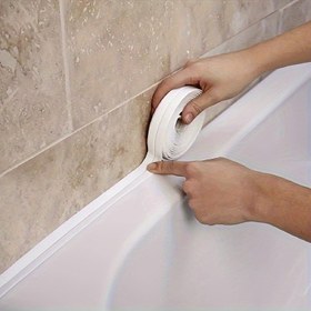 Resim Kendinden Yapışkanlı Su Geçirmez ve Nem Önleyici Conta Şeridi - Banyo, Tuvalet, Lavabo için Sızdırmazlık Bandı - Küf Karşıtı, Güçlü Yapışma, Alet Gerektirmeyen Uygulama, Dayanıklı Conta, Duş Su Yalıtımı, Kolay Kullanım, Yüksek Kaliteli Yapıştırıcı, Ev İyileştirme 