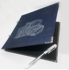 Resim Kot Denim Kumaş Fotoğraf Makinesi Temalı Kapaklı Albüm 
