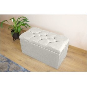 Resim Lüks Sandıklı Kapitoneli Puf 70 Cm Beyaz 