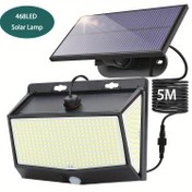 Resim 1 adet Güneş Duvar Lambası, 468 LED Dış Mekan Güneş Işıkları, Akıllı Hareket Sensörü, 5m Kablo Uzunluğu, Su Geçirmez IP65, Garaj, Park Yürüyüş Yolları, Merdivenler için İdeal - Dış Mekan Güneş Yolu Aydınlatması, Güneş Dış Mekan Aydınlatması|Modern Güneş Lambası|Su Geçirmez Lamba 