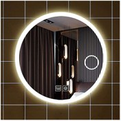 Resim GLOBAL LED MIRROR 90 Cm Makyaj Aynalı Dokunmatik Tuşlu Buğu Yapmayan Ledli Yuvarlak Banyo Aynası 