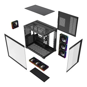 Resim Rampage Ares V2 Temperli Camlı Siyah 7*12CM Argb Pwm Fan + Kumanda Atx Mid-T Gaming Oyuncu Kasası 