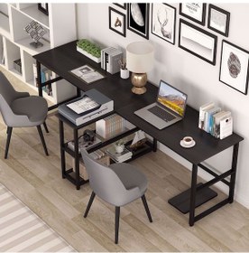 Resim 500-s Bilgisayar Masası, Ekstra Uzun İki Kişilik Masa, Oyun Masa Siyah 