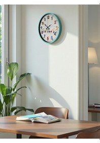 Resim 36 Cm Turkuaz Çocuk Odası Duvar Saati Çok Renkli 