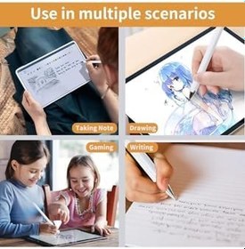 Resim m.tk moveteck Lenovo Tab M10 Plus TB-125FU ile Uyumlu Dokunmatik Stylus Kalem, 2in1 Çizim ve Yazı Kalemi, Beyaz 