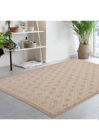 Resim Avanos Modern Sisal Jüt Toz Vermez Balkon Bahçe Mutfak Dokuma Halı Kilim Bej 