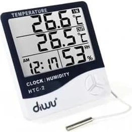 Resim Storemax Htc-2 Problu Termometre Higrometre. Sıcaklık Nem Ölçer Saat 