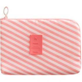 Resim Monyee Turuncu Çizgili Su Geçirmez Seyahat Organizer Çantası - Şarj Cihazı, Kablolar, Kulaklık Ve Dijital Aletler İçin Büyük Kapasiteli 21x14x3 Cm 