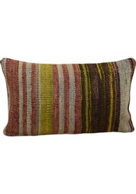 Resim Zehra Abla Halı Yeni El Dokuma Dekoratif Lumbar Kilim Kırlent Yastık Kılıfı 6119 