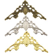 Resim 100 Adet Vintage Demir Üçgen Köşe Koruyucuları - Okul Albümleri, Karalama Defterleri, Not Defterleri İçin Dekoratif Metal Kenar Kapakları - Rustik Oyma Tasarım, Mobilya Dekoru, Köşe Koruyucusu, Açı Koruyucusu, Ped 