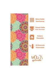 Resim Mandala Desenli Süet Oturma Odası Salon Fon Perde Dijital Baskılı Ekstrafor Büzgü Tek Kanat Prd-1099 Çok Renkli 