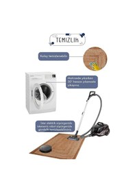 Resim Dijital Kaymaz Yıkanabilir İskandinav Jüt Görünümlü Salon Halısı Mutfak Halısı Yolluk Kahverengi 