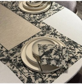 Resim Keten 6 Lı Espamira Desen 6 Amerikan Servis & 1 Runner 6 Peçete Çok Renkli 