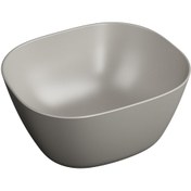 Resim VitrA Plural 7811b420-0016 Kare Yüksek Çanak Lavabo, Clean, 45 Cm, Mat Bej 