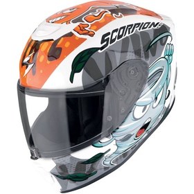 Resim Scorpion Exo-jnr Air The4elements Kapalı Çocuk Motosiklet Kaskı Beyaz Mavi Turuncu 