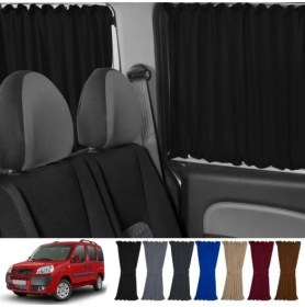 Resim Fiat Doblo I 2000-2010 Uyumlu Siyah Raylı Oto Perde(Bagaj Tek Kapı-Sürgülü Çift Kapı) 