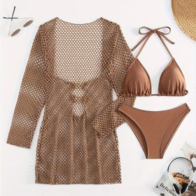 Resim Üst Giyimli Üçgen Bikini Mayo 