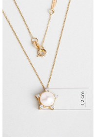 Resim Diamond Collection 14 K Sarı Altın 0,17 Karat Pırlanta Doğal İnci Kolye Sarı 