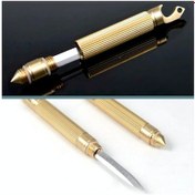 Resim Omeniv Pirinç Acil Cam Kırıcı Çakı Bıçak Kapak Açacağı Kolye Altın 