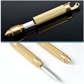 Resim Omeniv Pirinç Acil Cam Kırıcı Çakı Bıçak Kapak Açacağı Kolye Altın 