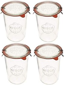 Resim Weck Konserve Kavanozları 743 - Şeffaf Camdan Weck Kalıp Kavanozları - Çevre Dostu Konserve Kavanozu - Kapaklı Gıda Saklama Kapları Hava Geçirmez - 3/4 Litre Uzun Kavanoz Seti - Kapaklı 4'lü Kavanoz 